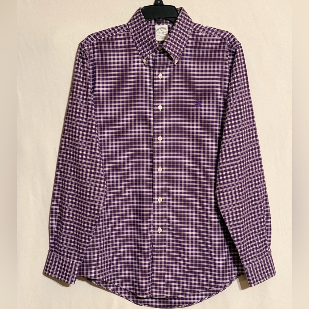 Brooks Brothers Purple Plaid Long Sleeve Button-Down Shirt Size Medium